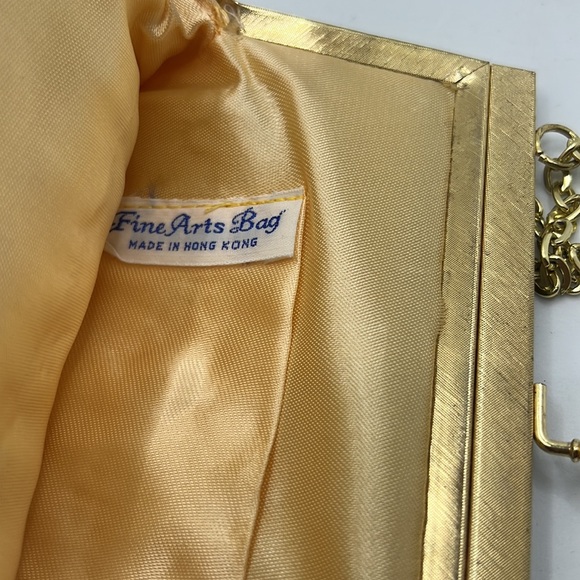 VTG Gold sequin 60s evening bag elegant night out purse formal lady like gala - Picture 8 of 12